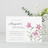 エレガントシンプルフローラ水彩誕生日 招待状 (スタンド正面)