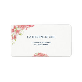 エレガントシンプルフローラ牡丹は白海軍結婚の ラベル