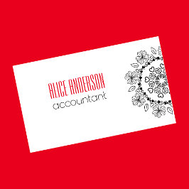 エレガントシンプルフローラ白黒モダン 名刺