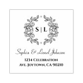 エレガントシンプルフローラ結婚差出人住所 ラバースタンプ (インプリント)