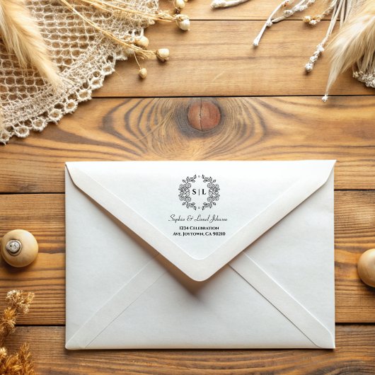 エレガントシンプルフローラ結婚差出人住所 ラバースタンプ