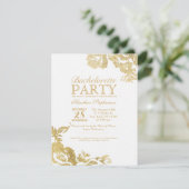 エレガントシンプルフローラ金ゴールドバチェロレッテ 招待状 (スタンド正面)