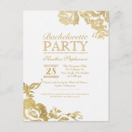 エレガントシンプルフローラ金ゴールドバチェロレッテ 招待状