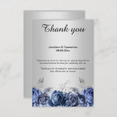 エレガントシンプルフローラ銀サンキューカード 招待状 (正面/裏面)