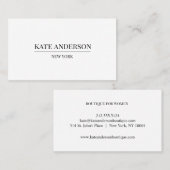 エレガントシンプルブラックホワイトラグジュアリーブティック 名刺 (正面/裏面)