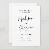 エレガントシンプルブラックミニマモダンリスト結婚ズ セーブザデート (正面/裏面)