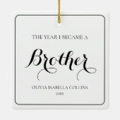 エレガントシンプルブラック第モダン1位クリスマスブラザー セラミックオーナメント (裏面)