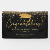 エレガントシンプルブラック金ゴールドグリッター卒業バーン 横断幕 (横)