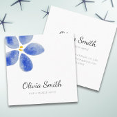 エレガントシンプルブルーウォーター色フローラ美しい スクエア名刺