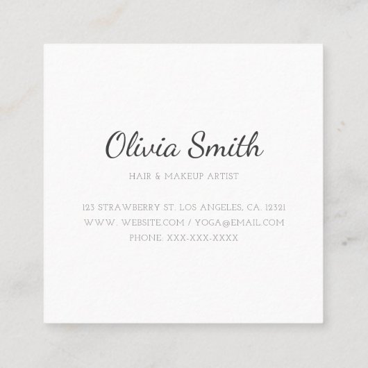 エレガントシンプルブルーウォーター色フローラ美しい スクエア名刺 (裏面)