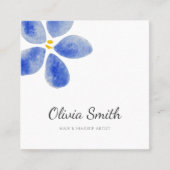 エレガントシンプルブルーウォーター色フローラ美しい スクエア名刺 (正面)