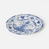エレガントシンプルブルーホワイトフラワーchinoiserieスタイル ペーパープレート (アングル)