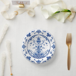 エレガントシンプルブルーホワイトフラワーchinoiserieスタイル ペーパーボウル