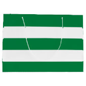 エレガントシンプルペパーミントグリーンホワイトストライプ ラージペーパーバッグ (裏面)