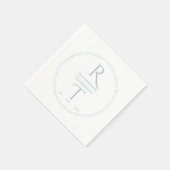 エレガントシンプルホワイトグレーモノグラム結婚ズ スタンダードカクテルナプキン (角)