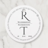 エレガントシンプルホワイトグレーモノグラム結婚ズ フェイバータグ (正面)