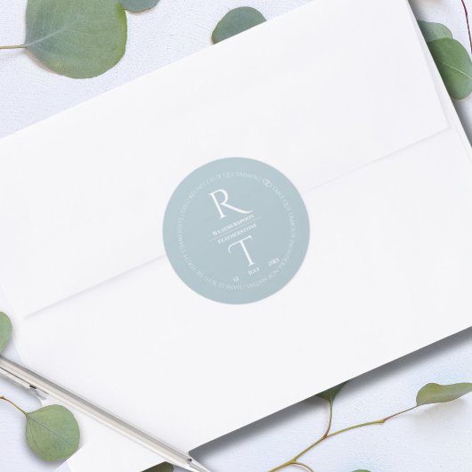 エレガントシンプルホワイトグレーモノグラム結婚ズ ラウンドシール