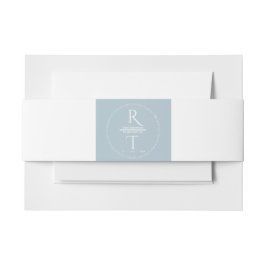 エレガントシンプルホワイトグレーモノグラム結婚ズ 招待状ベリーバンド