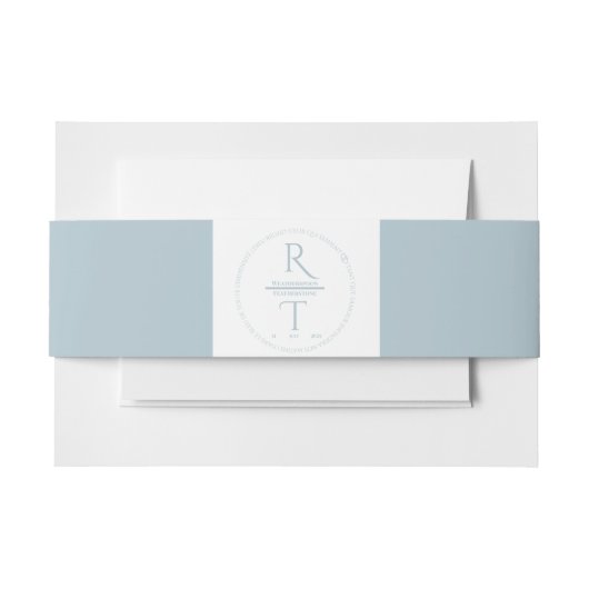 エレガントシンプルホワイトグレーモノグラム結婚ズ 招待状ベリーバンド (正面例)