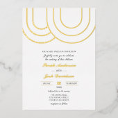 エレガントシンプルホワイトゴールデン結婚ズ 箔招待状 (正面)