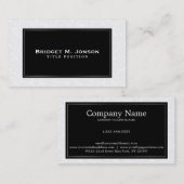 エレガントシンプルホワイトダマスク及び黒枠 名刺 (正面/裏面)