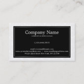 エレガントシンプルホワイトダマスク及び黒枠 名刺 (裏面)