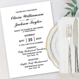 エレガントシンプルホワイトブラック結婚ズ 招待状