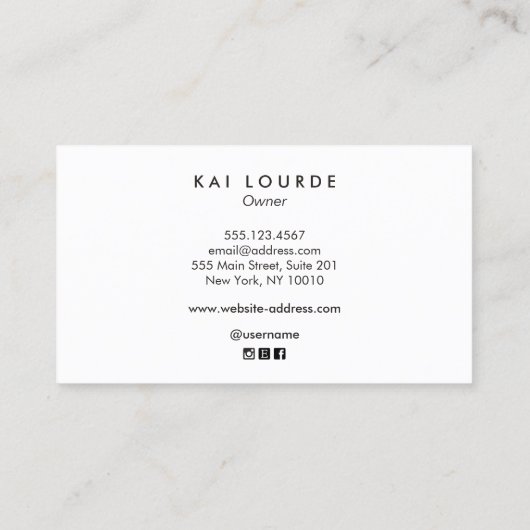 エレガントシンプルホワイトマーブルスクリプト美しいサロン 名刺 (裏面)