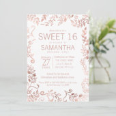 エレガントシンプルホワイトローズ金ゴールドフローラ 招待状 (スタンド正面)