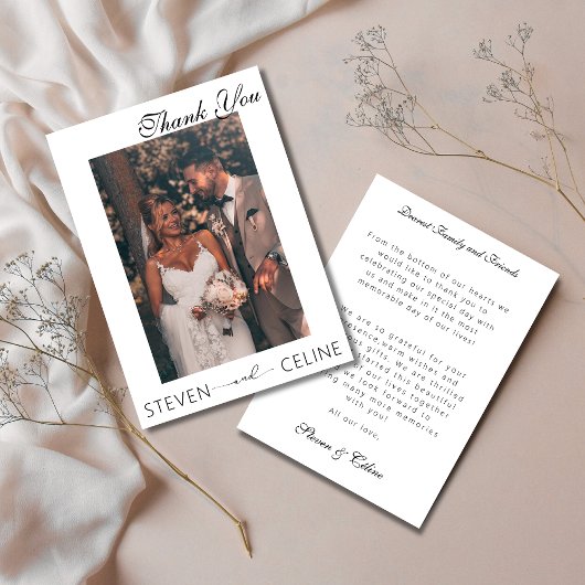 エレガントシンプルボヘミ結婚ア写真 サンキューカード