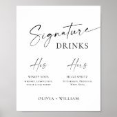 エレガントシンプルミニマリストのシグニチャー結婚ドリンク ポスター (正面)
