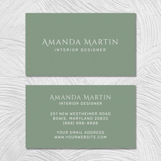 エレガントシンプルミニマリストセージグリーンボホ 名刺