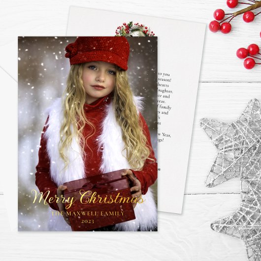 エレガントシンプルミニマリストMerry Christmas Photo 箔招待状