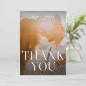 エレガントシンプルミニマルタイポグラフィ結婚ズ サンキューカード (スタンド正面)
