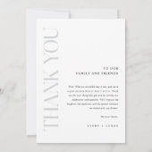 エレガントシンプルミニマルタイポグラフィ結婚ズ サンキューカード (裏面)