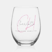 エレガントシンプルミニマルパーソナライズされたリスト名 ステムなしワイングラス (正面)