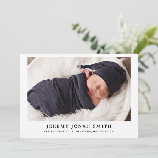 エレガントシンプルミニマルベビー発表 招待状 (スタンド正面)