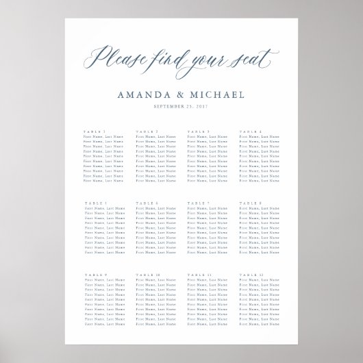 エレガントシンプルミニマルモダン座席表 ポスター (正面)