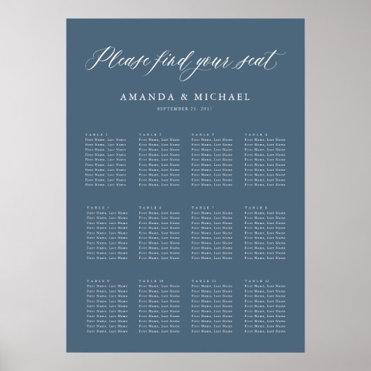 エレガントシンプルミニマルモダン座席表 ポスター (正面)