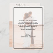 エレガントシンプルミニマル写真結婚の サンキューカード (正面/裏面)