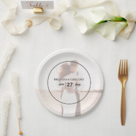 エレガントシンプルミニマル写真結婚の ペーパープレート