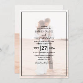 エレガントシンプルミニマル写真結婚の 招待状