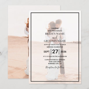 エレガントシンプルミニマル写真結婚の 招待状