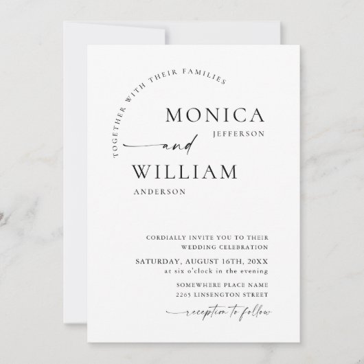 エレガントシンプルミニマル書結婚道 招待状 (正面)