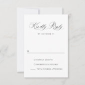 エレガントシンプルミニマル書道白黒 出欠カード (正面)