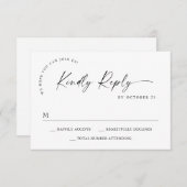 エレガントシンプルミニマル書道白黒 出欠カード (正面/裏面)