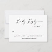 エレガントシンプルミニマル書道白黒 出欠カード (正面)