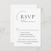 エレガントシンプルミニマル書道食事選択 出欠カード (正面/裏面)