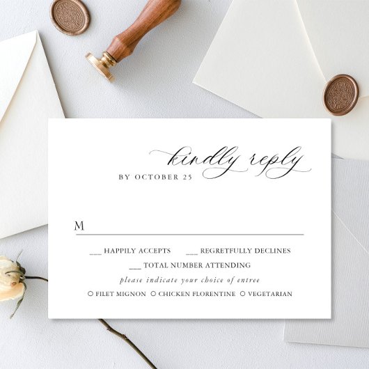 エレガントシンプルミニマル書道食事選択 出欠カード