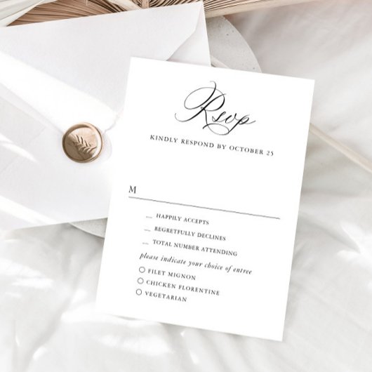 エレガントシンプルミニマル書道食事選択 出欠カード